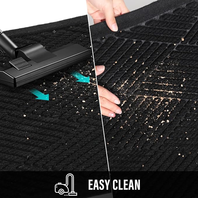 HIYARD Durable Front Door Mat, Absorbent Muddy Dirt Resist Welcome Door Mats Outdoor Indoor, Stain and Fade Resistant, Non-Slip Rubber Backing Low Profile Doormat for Entryway, 30??17, Black - Image 7