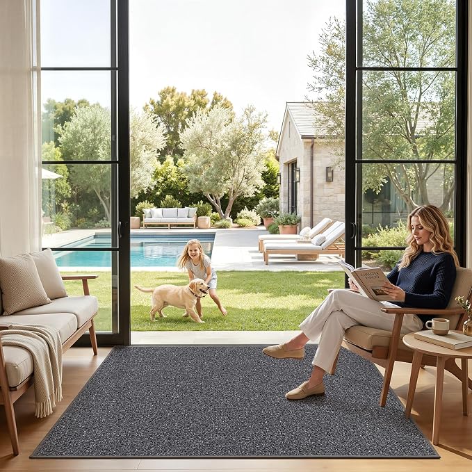 LUMI Ultra Thin Indoor Door Mat for Entrance 36"x56", Non Slip Entryway Mat, Low Profile Doormat, Unique Herringbone Design Carpet for Inside, Patio, Porch, Dark Gray - Image 4