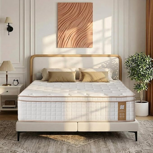 Profus Full Mattress, 14 Inch Full Size Mattress, Memory Foam Mattress Medium Firm, Individual Pocket Coils for Motion Isolation & Edge Support, CertiPUR-US Certified, Hybrid Mattress in a Box