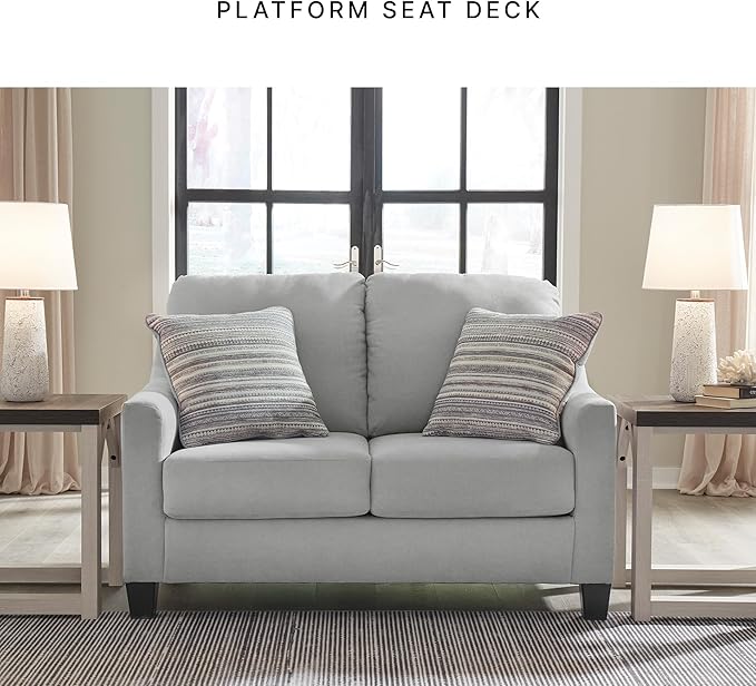Signature Design by Ashley Adlai Casual Loveseat with 2 Toss Pillows, Light Gray