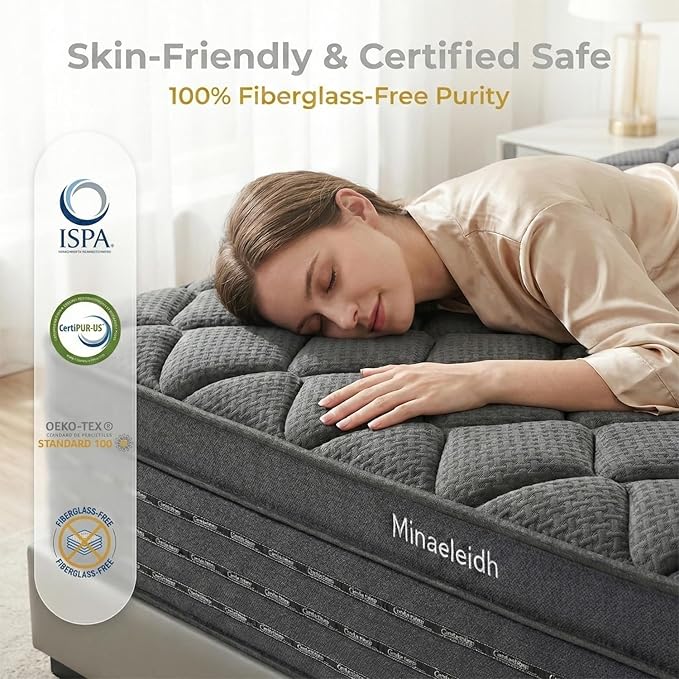 King Size Mattress 14 Inch, Medium Firm Boxed Hybrid Mattress, Cooling Gel Memory Foam & Motion Isolation Pocket Coils, 350lbs+ Edge Support, Fiberglass-Free, 365-Night Trial, for Master Room, Family