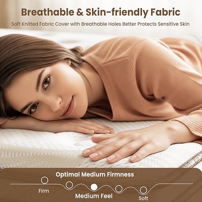 Twin Mattress, 12 Inch Hybrid Mattress in a Box for Pressure Relief & Motion Isolation, Twin Size Mattress Memory Foam & Individual Pocket Springs, Medium Firm