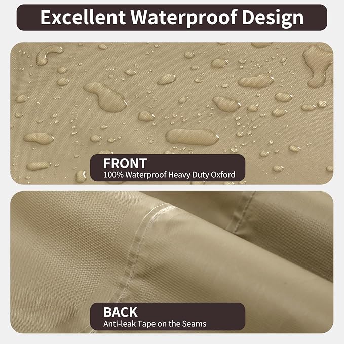 PureFit Outdoor Sectional Sofa Cover Waterproof Curved Patio Furniture Covers for Deck, Lawn and Backyard, 150Lx36Dx38Hx112FL, Camel - Image 4