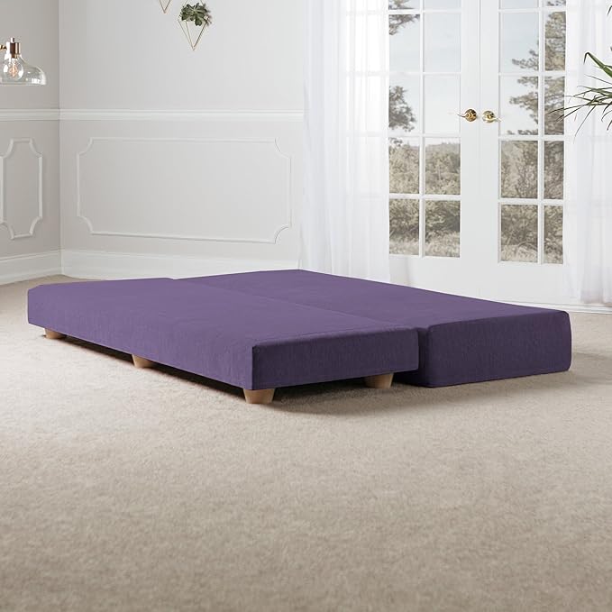Jaxx Alon Daybed - Fold-Out Sleeper Chaise with Premium Memory Foam Queen-Size Mattress - Made in The USA, Plum
