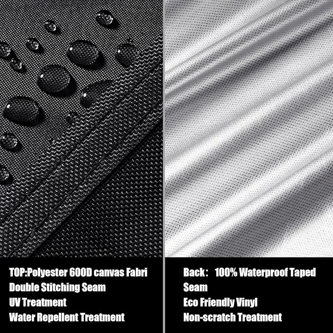 Garden Furniture Covers Waterproof Patio Furniture Covers for All Weathers, Heavy Duty 600D Oxford Fabric Rectangular Windproof Anti-UV Outdoor Table Covers【Black】(127.95" Lx70.87 Wx27.95 H) - Image 6