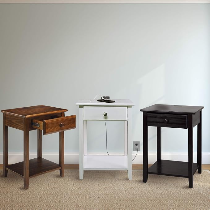 Casual Home Owl White Night Stand with USB Port , 17.5 in x 14.25 in x 24.5 in (W x L x H) - Image 5