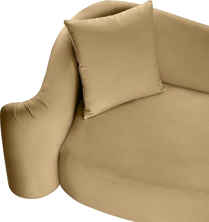 Meridian Furniture 44052Camel-S Destin Collection Modern | Contemporary Sofa with Ultra Luxe Camel 460 GSM Velvet, Rich Curves, 91" W x 34.5" D x 31" H, Camel