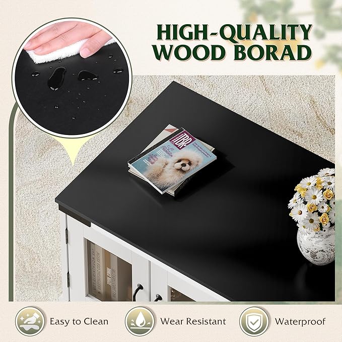 WLIVE Coffee Table with Storage, 2-in-1 Modern Center Table Cat House Furniture with Cat Teaser for Living Room, Home, Black