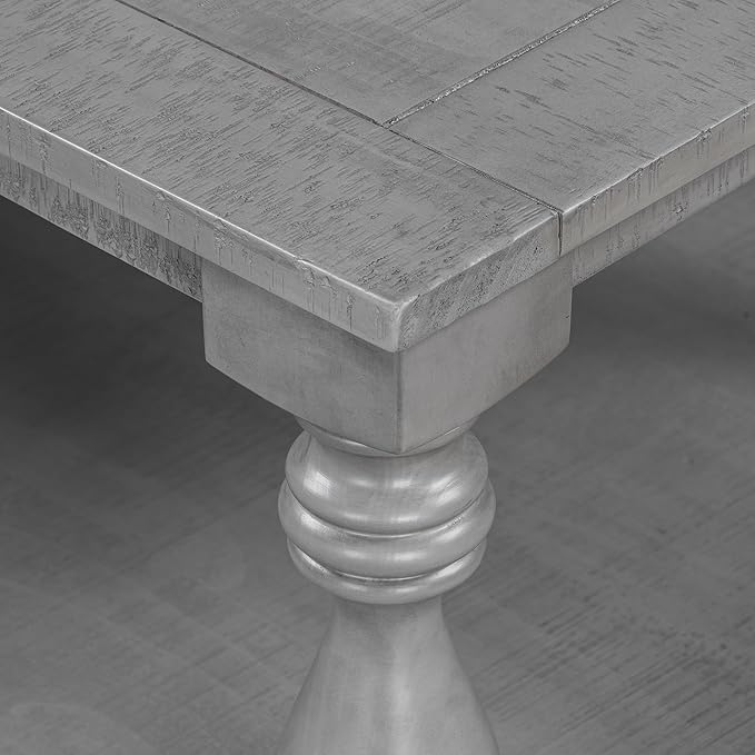 P PURLOVE Solid Wood Coffee Table,Modern Farmhouse Coffee Table/Center Table with Storage Rectangle for Living Room,Gray