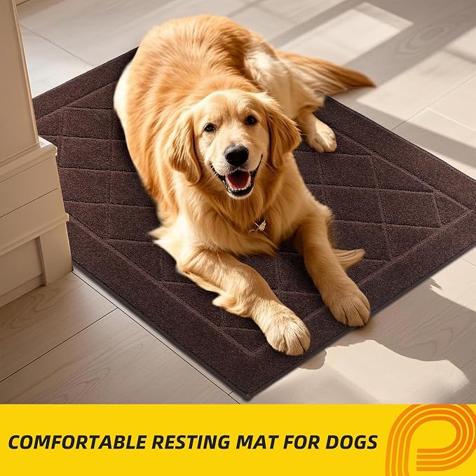JSEI Dirt Trapper Door Mat 20"x32", Non-Slip Washable Entryway Mats, Dog Door Mat, Stain Resistant and Absorbent Floor Mats, Low Profile Welcome Mat for Front Back Door, Brown - Image 8