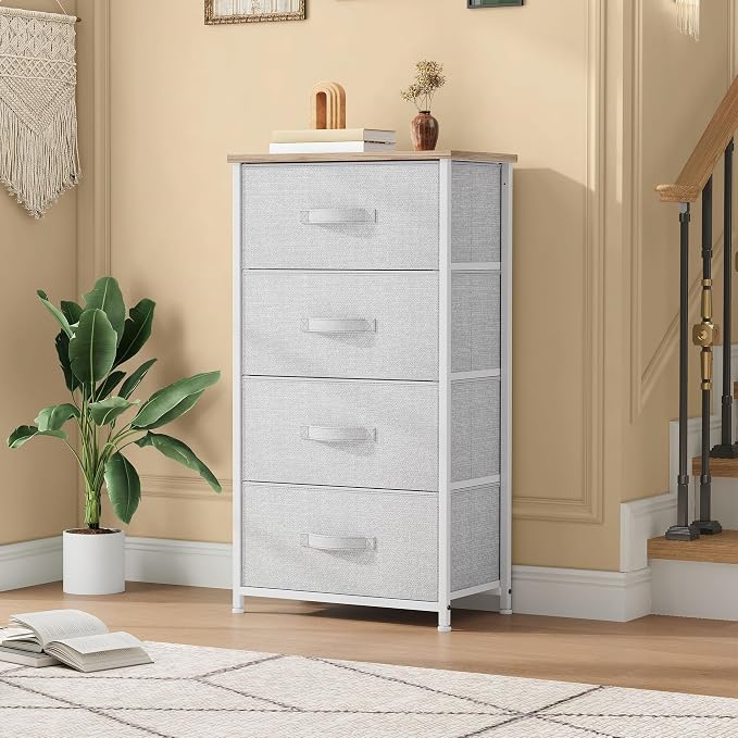 DWVO 4 Drawers Dresser, Dresser for Bedroom, Fabric Storage Tower, Chest of Drawers, Organizer Unit for Closets, Living Room - Image 2