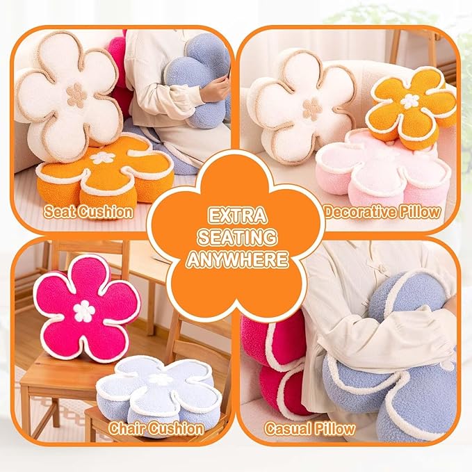 Kcvvcr Flower Pillow???Light Purple, 13.7 Inch???
