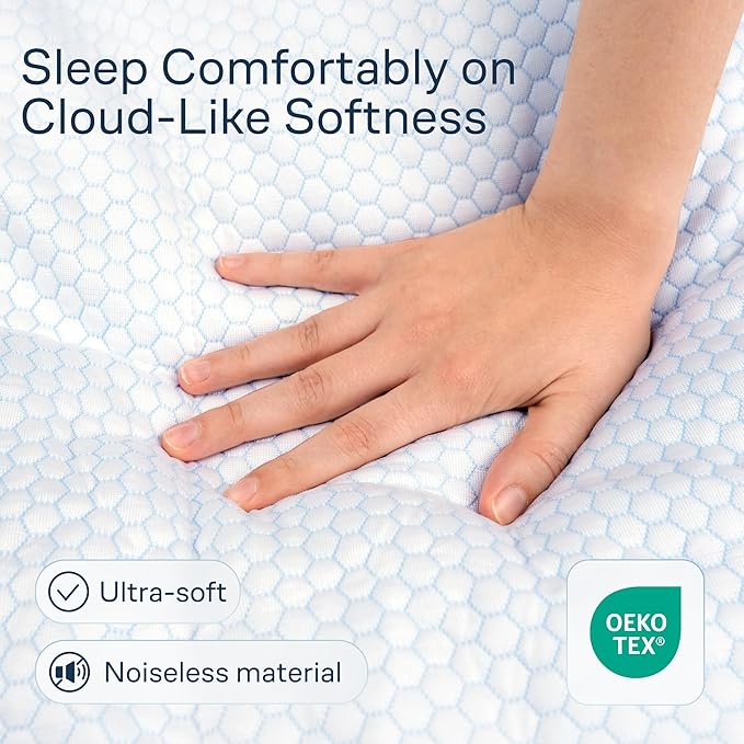 Niagara Cooling Twin Mattress Topper - Pillow Top Mattress Cover Quilted Fitted Cooling Topper for Back Pain Deep Pocket Fits 20 Inches, Blue