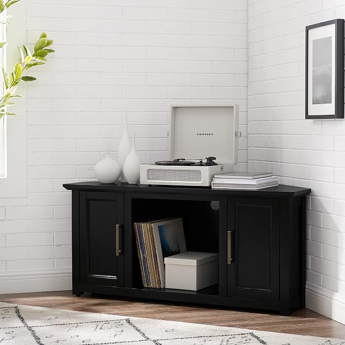 Crosley Furniture Camden TV Stand for 50+ inch TVs, Entertainment Center with Adjustable Storage Shelves, Black - Image 9