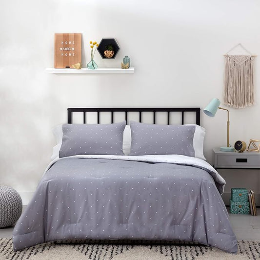 LINENSPA All Season Hypoallergenic Down Alternative Microfiber Comforter, California King, Gray