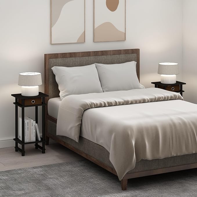 Furinno Turn-N-Tube Tall Nightstand with Bin, 1-Pack, Plastic Poles, Espresso/Brown - Image 4