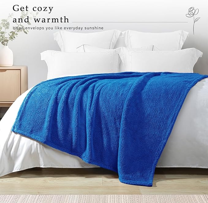 Exclusivo Mezcla Soft Fleece Throw Blanket for Couch, Super Soft Velvet Plush Fleece Blankets, Fuzzy Cozy and Warm for Winter, 50x60 Inches, Cobalt Blue