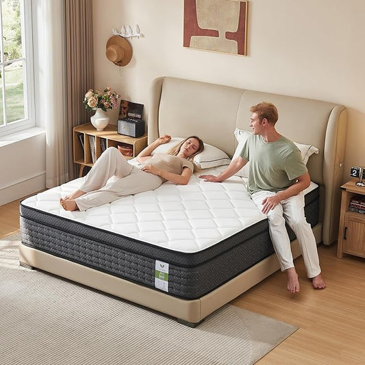 12 Inch King Mattress in a Box: Hybrid Memory Foam King Size Mattress for Pressure Rrelief, Medium Firm King Bed Mattress with Zoned Pocket Coils for Responsive Support & Motion Isolation, 80"X76"