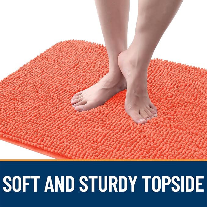 OLANLY Dog Door Mat for Muddy Paws 59x20, Absorbs Moisture and Dirt, Absorbent Non-Slip Washable Doormat, Quick Dry Chenille Mud Mat for Dogs, Entry Indoor Entryway Carpet for Inside Floor, Coral - Image 4