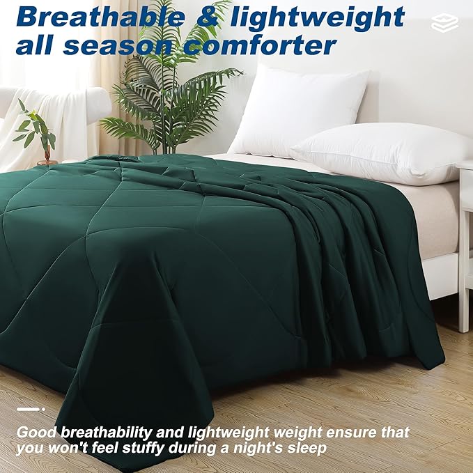 Cooling Comforter Twin Size, Double-Sided Cold Tech Quilted Bed Comforters Cooling Blanket for Hot Sleepers, Breathable Lightweight Summer Bedding, All-Season Ice Blanket, Emerald Green