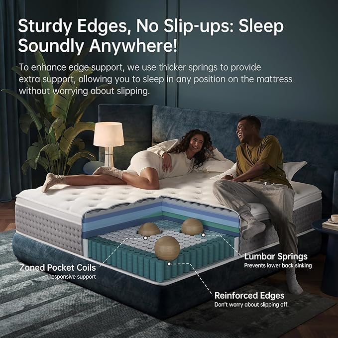 DCOOLAULTRA 12 Inch Full Size Mattress, Medium Firm Hybrid with Memory Foam & Individually Wrapped Coils, CertiPUR-US Certified, Fiberglass-Free Design