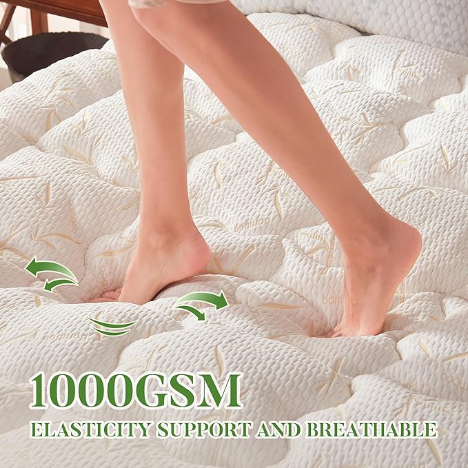 PRIMESOFT Twin Size Mattress Topper, Thick Pillow Top Mattress Pad，Up to 21 Inch Deep Pocket,Soft Breathable Mattress Pad for Back Pain, Waterproof Protector Cover(Beige)