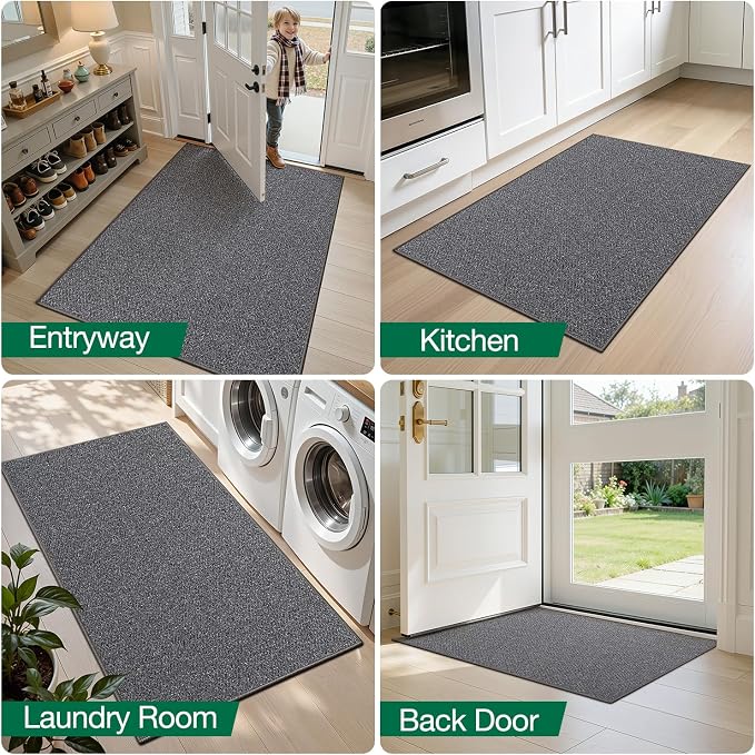 LUMI Ultra Thin Indoor Door Mat for Entrance 36"x56", Non Slip Entryway Mat, Low Profile Doormat, Unique Herringbone Design Carpet for Inside, Patio, Porch, Dark Gray - Image 8