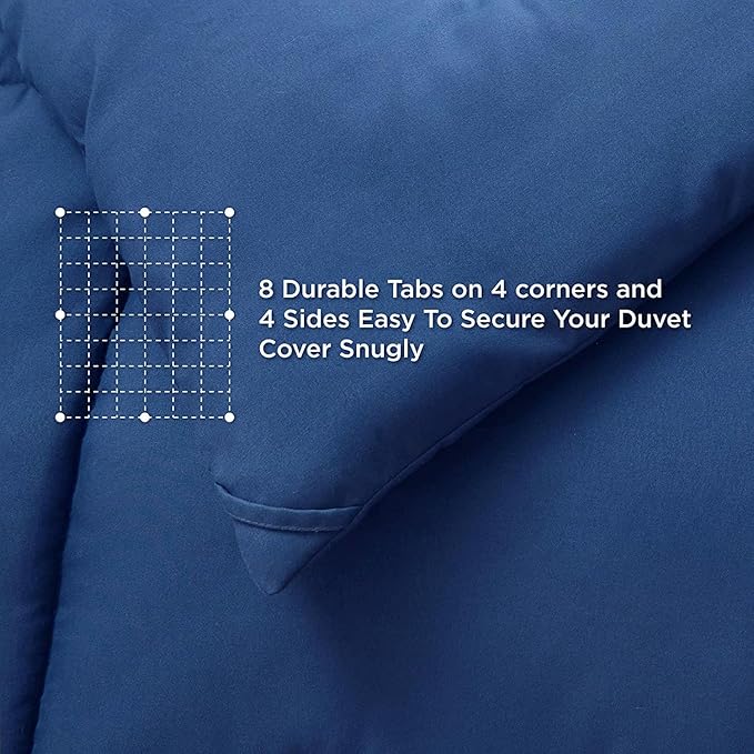 Casa Platino Bedding Comforters Queen Size - Super Soft Duvet Insert with 8 Tabs - Comfy & Cozy All Season Queen Size Quilted Comforter - Down Alternative Premium Bed Comforters - 88"x88", Dark Blue