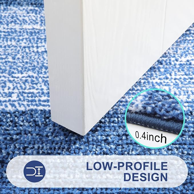 Kitinjoy Indoor Outdoor Door Mat, 40x32 Non-Slip Absorbent Dirt Trapper, Low-Profile Washable Inside Entrance Front Floor Mat, Sturdy Soft Entry Doormats for Entryway, Navy Blue - Image 4