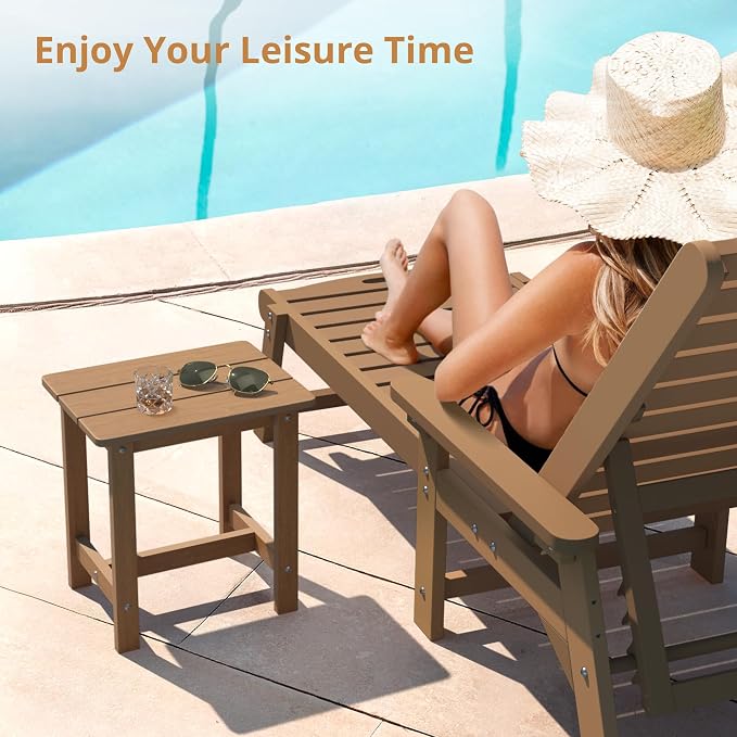 LUE BONA Outdoor Side Table, HDPS Small Outdoor Table, Adirondack Side Table, Outside End Table for Patio, Porch, Deck, Pool, Weather Resistant/Easy Maintenance/Indoor or Outside Use, Brown - Image 4