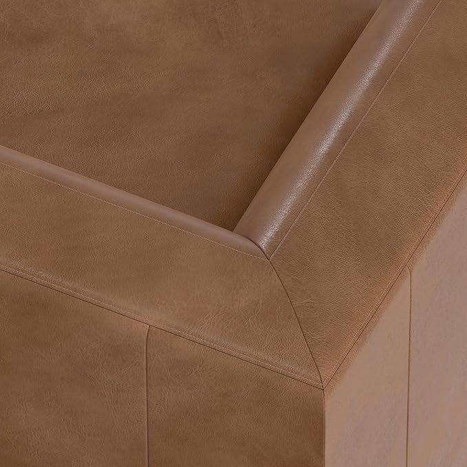 SIMPLIHOME Rex Corner Sofa Module in Full-Grain Genuine Leather, Caramel Brown, 38-inches Wide, Handcrafted Modern-Style Corner Accent Chair for Living Room and Family Room