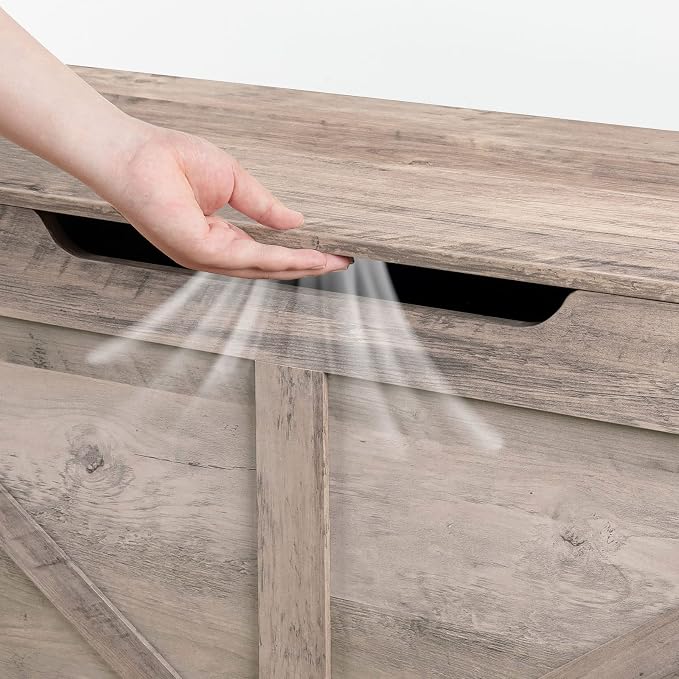 HOOBRO Storage Chest, 39.3" Toy Chest with Drawer, Wooden Storage Bench, Sturdy Entryway Bench Supports 220 lb, Safety Hinge, U-Shaped Opening, Easy Assembly, Greige BG710CW01G1 - Image 6