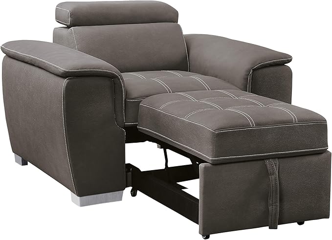 Homelegance Ferriday 45" Convertible Lounger Chair, Taupe