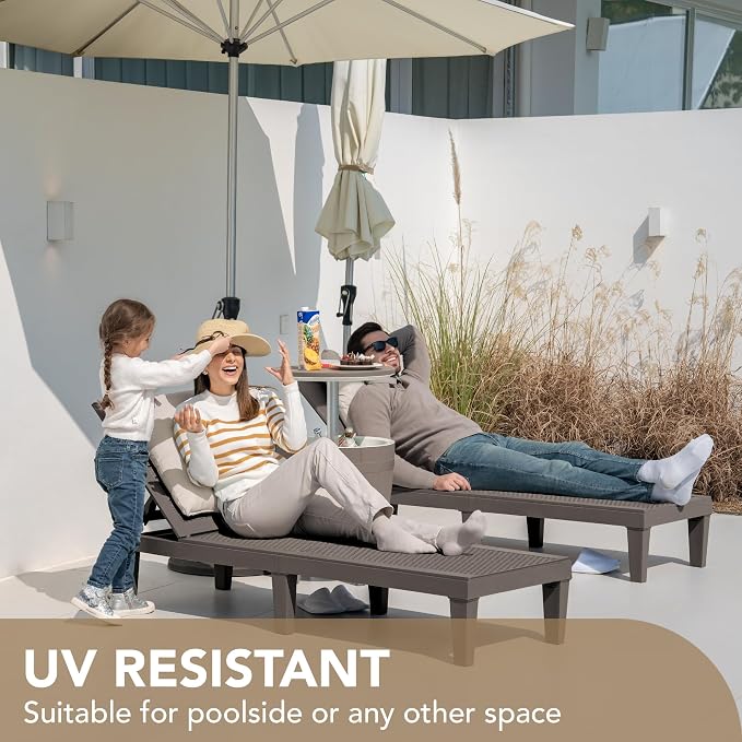 Devoko Outdoor Chaise Lounge Chair Set of 2 for Outside Pool Patio, Adjustable Waterproof Easy Assembly Chaise Lounge Outdoor (Deep Brown, Set of 2) - Image 7