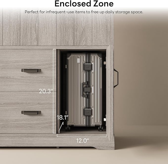 LIKIMIO Wardrobe Closet, 70" Tall 4 Doors Large Wooden Closet with 2 Drawers, 3 Shelves Bedroom Armoire with Hanging Rod, Freestanding Storage Cabinet for Hanging Clothes, Grey
