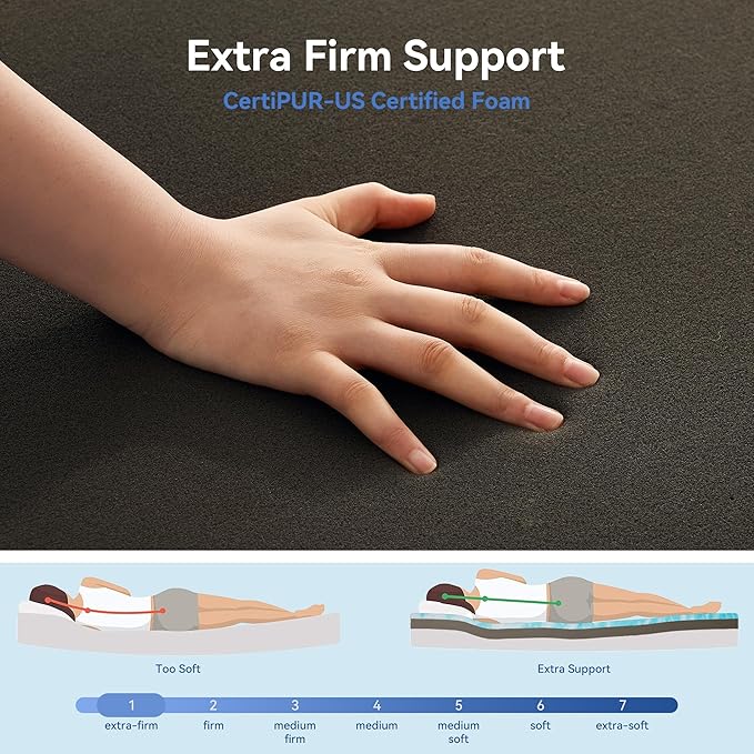Firm to Extra Firm Mattress Topper California King Size 3 Inch, Pain Relieving Foam Bed Topper for Extra Support, Gel Memory Foam&High-Density Foam Mattress Pad, CertiPUR-US Certified