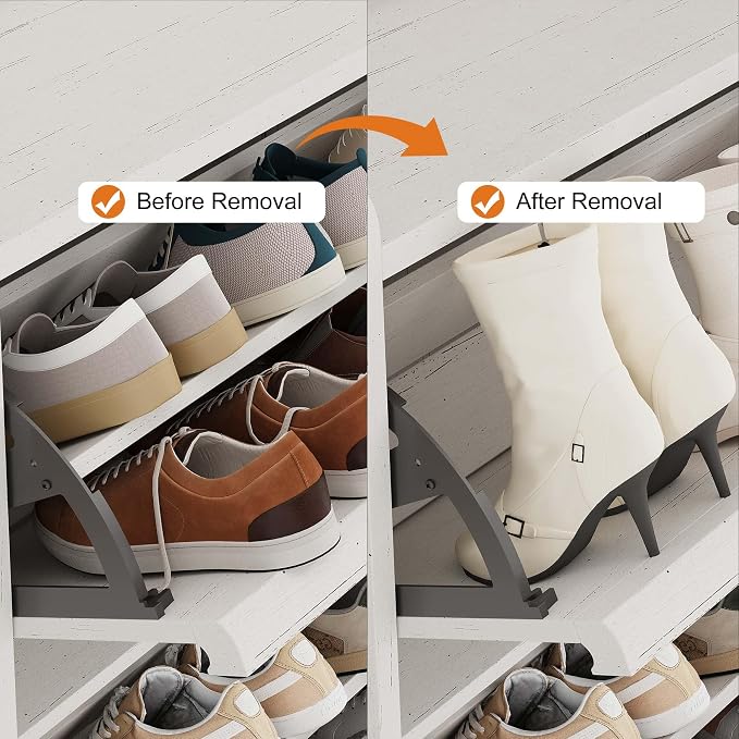 GarveeHome Shoe Cabinet with 6 Flip Drawers, Wooden Shoe Organizer Cabinet with Adjustable Shelf, Shoe Storage for Entryway, Hidden Shoe Cabinet for Hallway, Living Room, White - Image 4