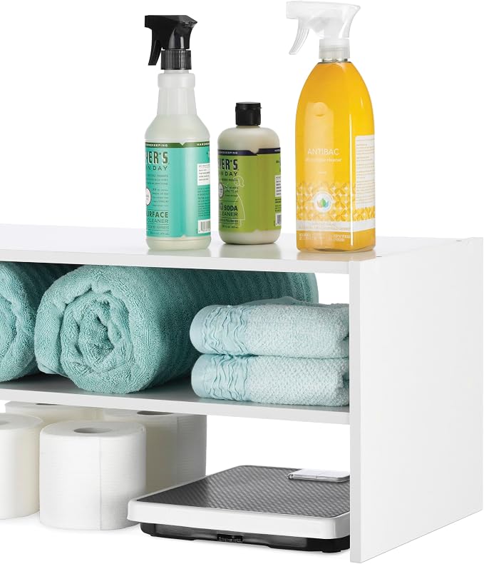 Whitmor Stackable 28" Extra Wide 2-Shelf Storage Organizer,Stackable Wood Combination Shoe Organizer Racks Shelves for Closets, Entryway, Hallway, Garage, White - Image 6