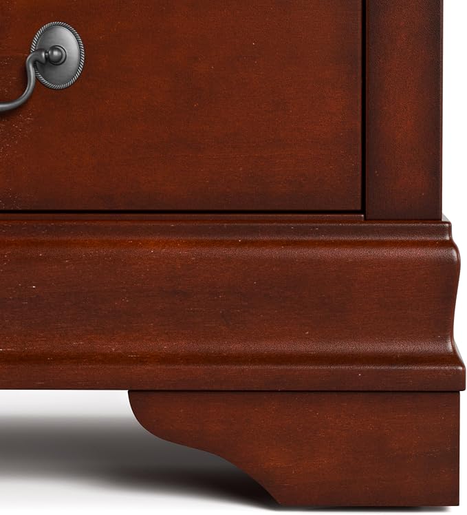 Furniture of America Arabella Traditional Solid Wood Nightstands Set of 2, Bedside Table with Drawers and Antique Nickle Handles, No Assembly Wooden Night Stands for Bedrooms, Guest Room, Dorm, Cherry - Image 10