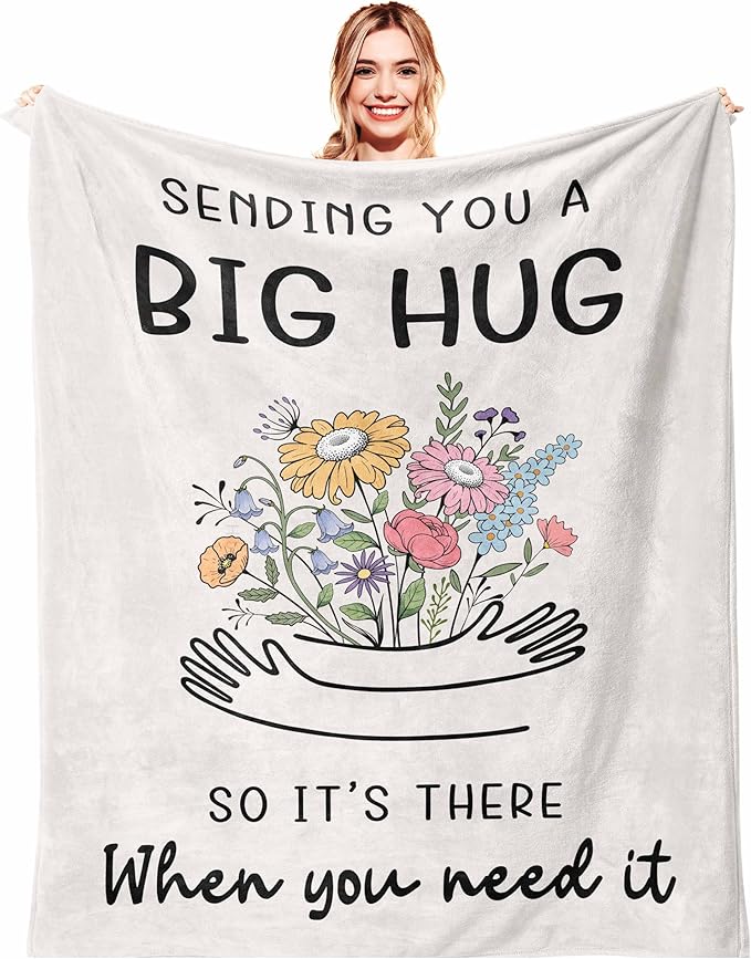 Get Well Gifts for Women/Men White Blanket 50"x60", Inspirational/Thinking of You/Cancer Care/Feel Better/Surgery Recovery Gifts for Women, Sympathy Gift, Soft Hug/Get Well/Healing Blanket