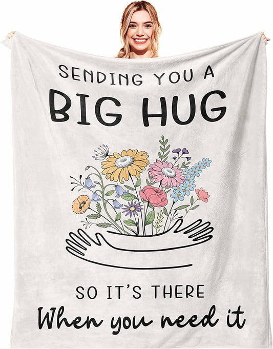 Get Well Gifts for Women/Men White Blanket 50"x60", Inspirational/Thinking of You/Cancer Care/Feel Better/Surgery Recovery Gifts for Women, Sympathy Gift, Soft Hug/Get Well/Healing Blanket