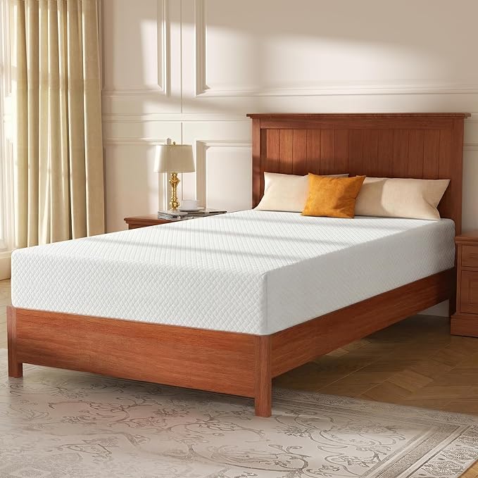 IULULU Full Size Memory Foam Mattress, 8 Inch Full Bed Mattress in A Box, Mattresses with Cooling Green Tea Gel, Relieve Pressure with Medium Firm Support, CertiPUR-US Certified, White
