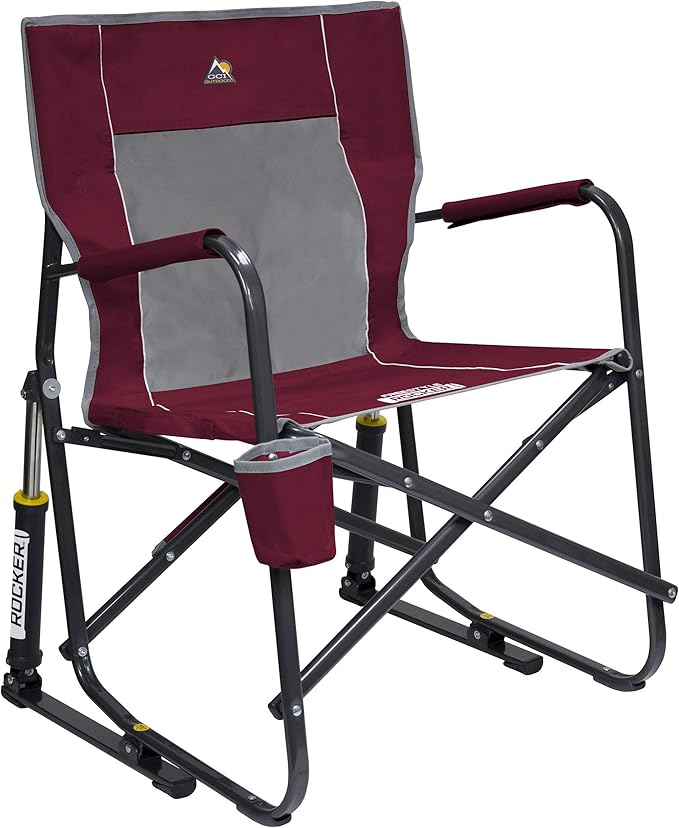 GCI Outdoor Freestyle Rocker Camping Chair | Portable Folding Rocking Chair with Solid, Durable Armrests, Drink Holder & Comfortable Backrest — Cinnamon - Image 5