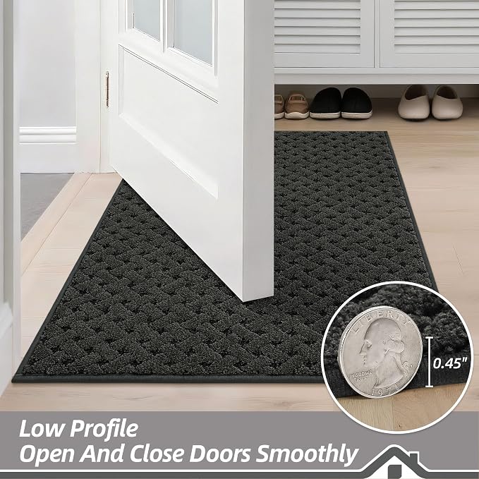 BEQHAUSE Dirt Trapper Door Mat Non-Slip Entryway Rugs Stain Resistant Absorbent Dog Doormats Woven-Look Washable Welcome Floor Doormat For Front Back Door, Dirty Wet Shoes & Paws, 36" x 60", Dark Grey - Image 7