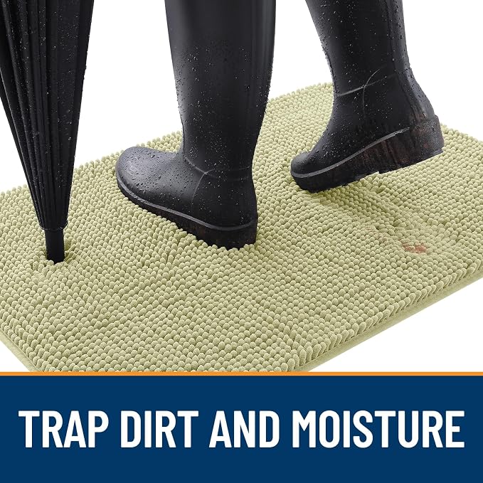 OLANLY Dog Door Mat for Muddy Paws 70x35, Absorbs Moisture and Dirt, Absorbent Non-Slip Washable Doormat, Quick Dry Chenille Mud Mat for Dogs, Entry Indoor Entryway Carpet for Inside Floor, Vanilla - Image 2