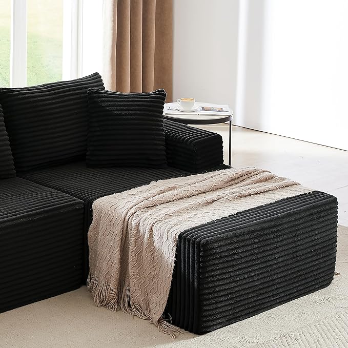 Casaphoria 103" Modular Sectional Sofa, L-Shape Sectional Cloud Couch with Chaise and Deep Seat,Upholstered Couches for Living Room Bedroom, No Assembly Required, Black