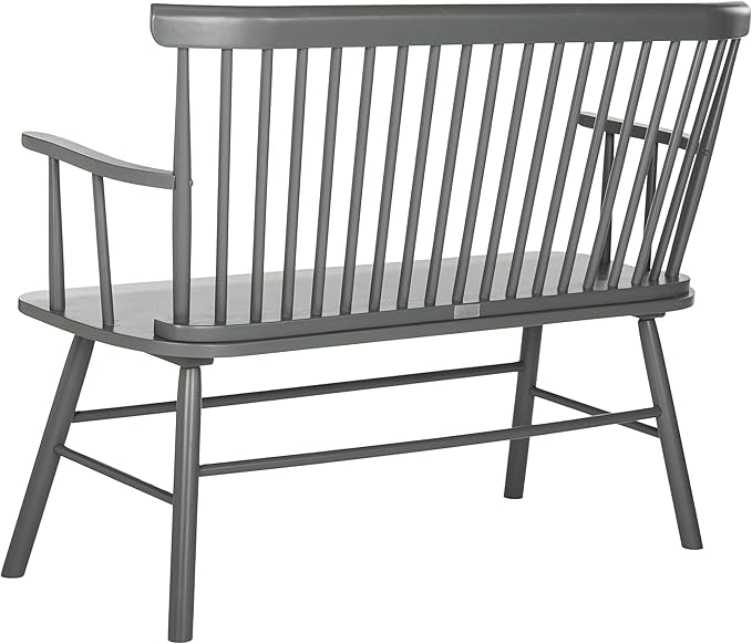 SAFAVIEH Home Collection – Addison Grey Solid Wood Spindle Back Loveseat Bench, Farmhouse Settee for Entryway Living Room or Dining Area (AMH8513C)