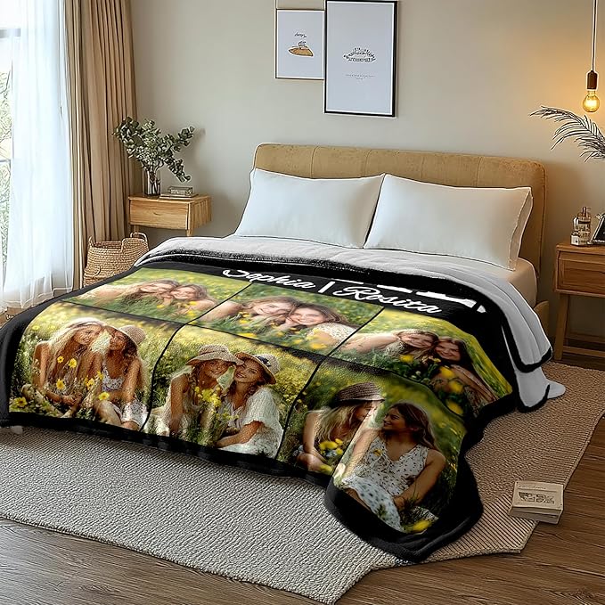 for Women, Personalized Gifts Friend Blanket with Pictures, Custom Photo Blanket for Best Friend Women, Customized Christmas Birthday Gifts for Best Friend, Besties, BFF