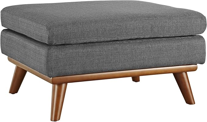 Modway Engage Mid-Century Modern Upholstered Fabric Ottoman in Gray