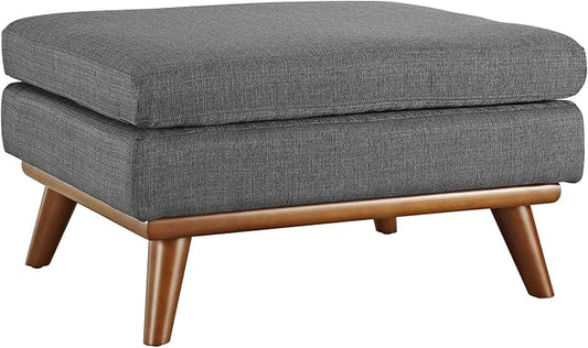 Modway Engage Mid-Century Modern Upholstered Fabric Ottoman in Gray